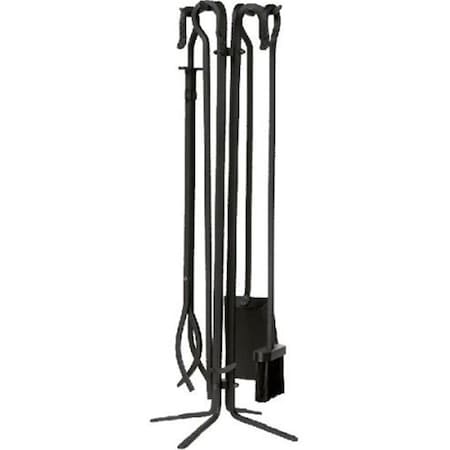 Dagan Wrought Iron Fireplace Tool Set, Black - 5 Piece 5816